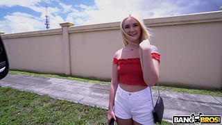 Excited blondie angel jumps on a big dick like a pro